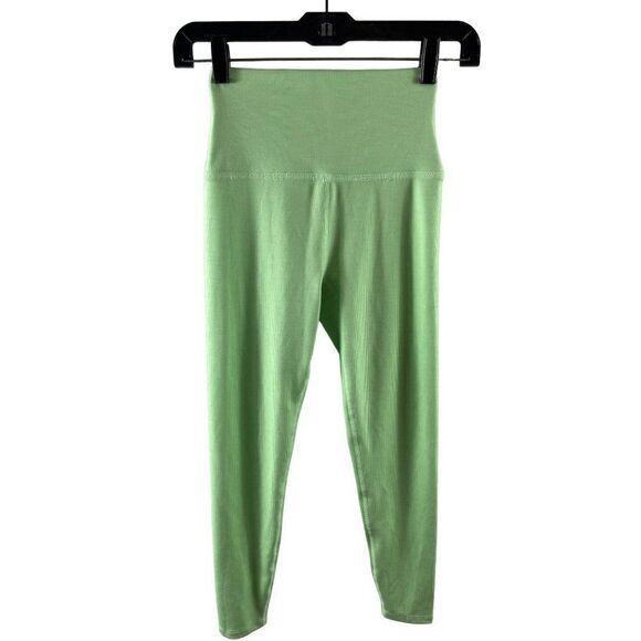 Beyond Yoga Pants - Beyond Yoga Heather Rib High Waisted Midi Legging Size Small Lime Green Athletic